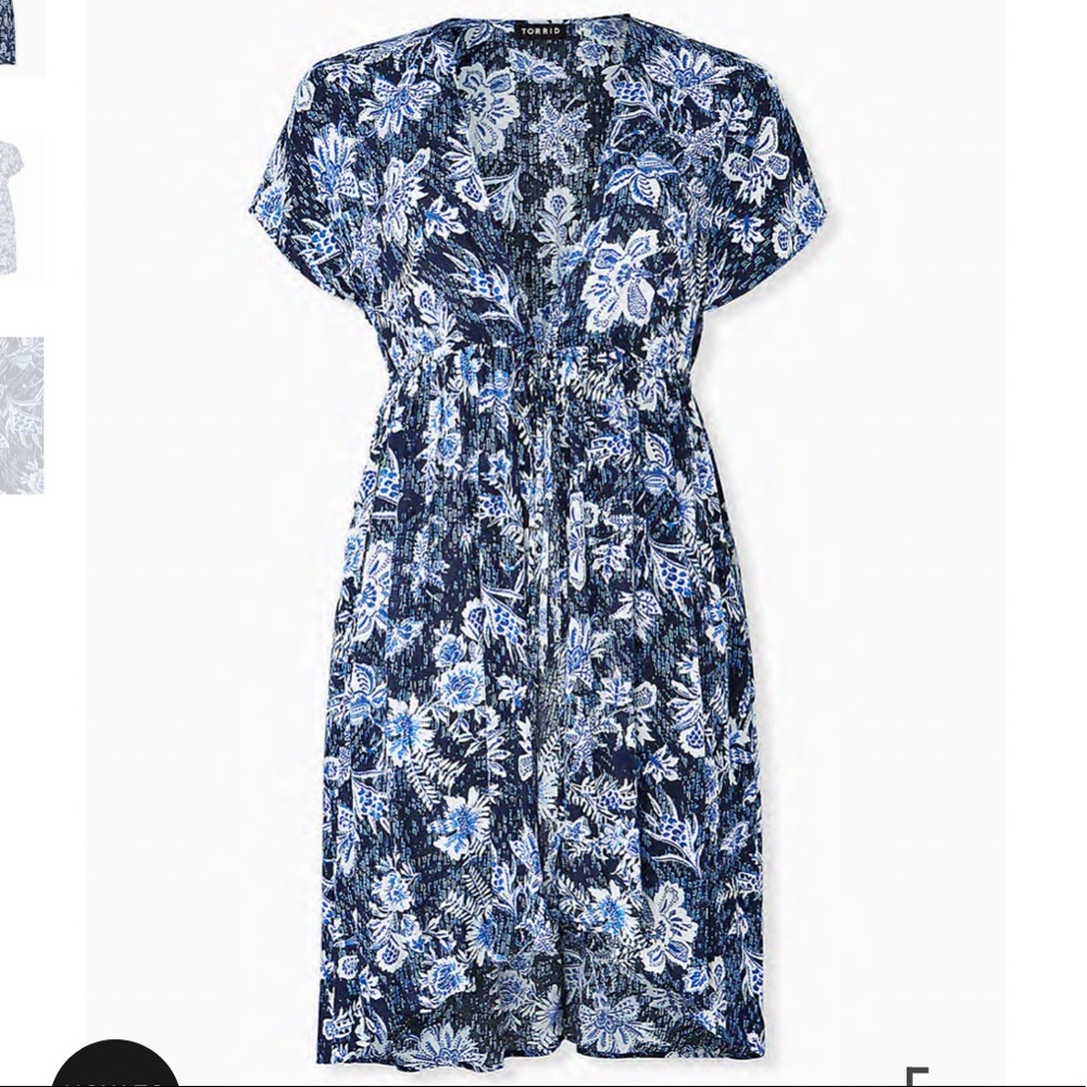 Torrid size 3/4 Blue Flower Pattern Kaftan